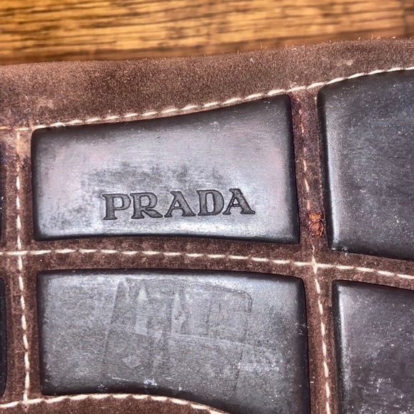 AUTHENTIC Prada Mens brown suede driving shoes with silver buckle. - Picture 6 of 8